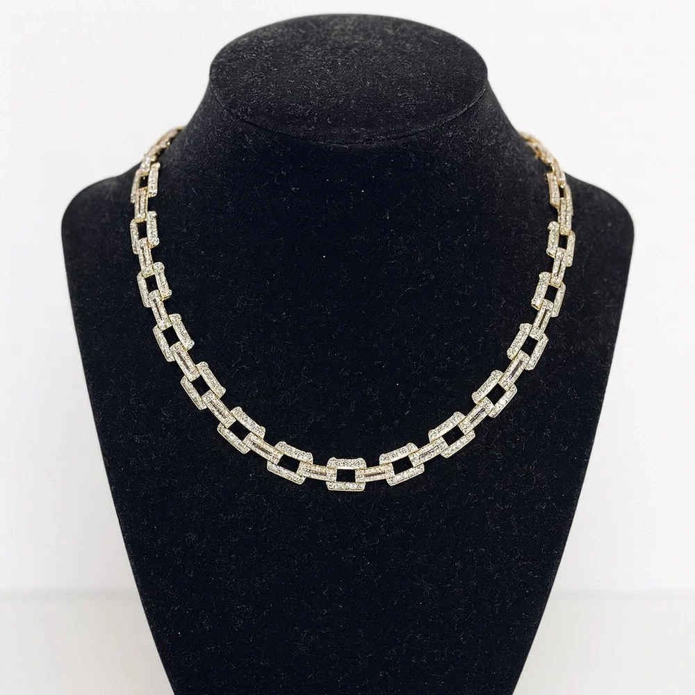 Elegant Sterling Silver 14” Marcasite Tank Track Design Necklace. - Picture 1 of 11
